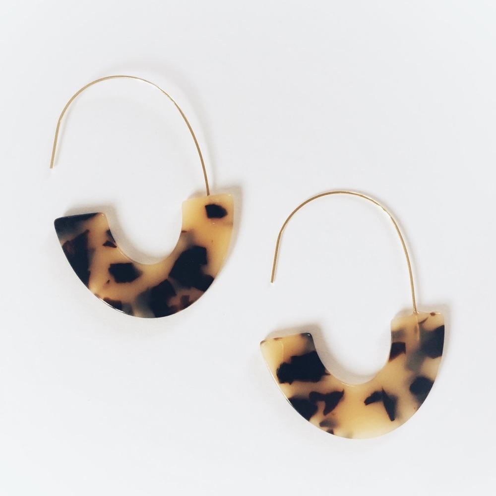 Bauble Bar Style Faidra Tortoise Drop Earrings NEW - Picture 2 of 4